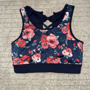 Jadelynn Brooke Women's Floral Sports Bra S Racerback Yoga Workout happy vibes